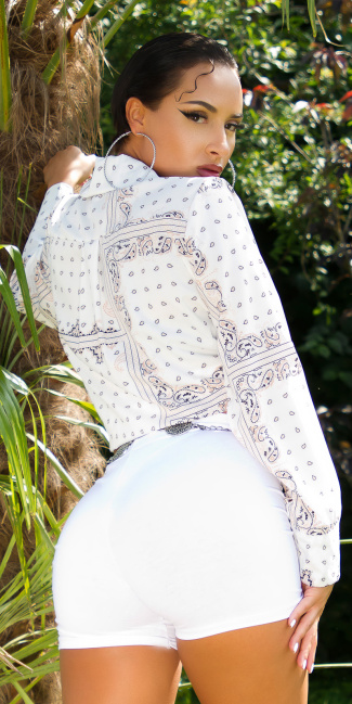 elegante blouse met bind lint detail wit